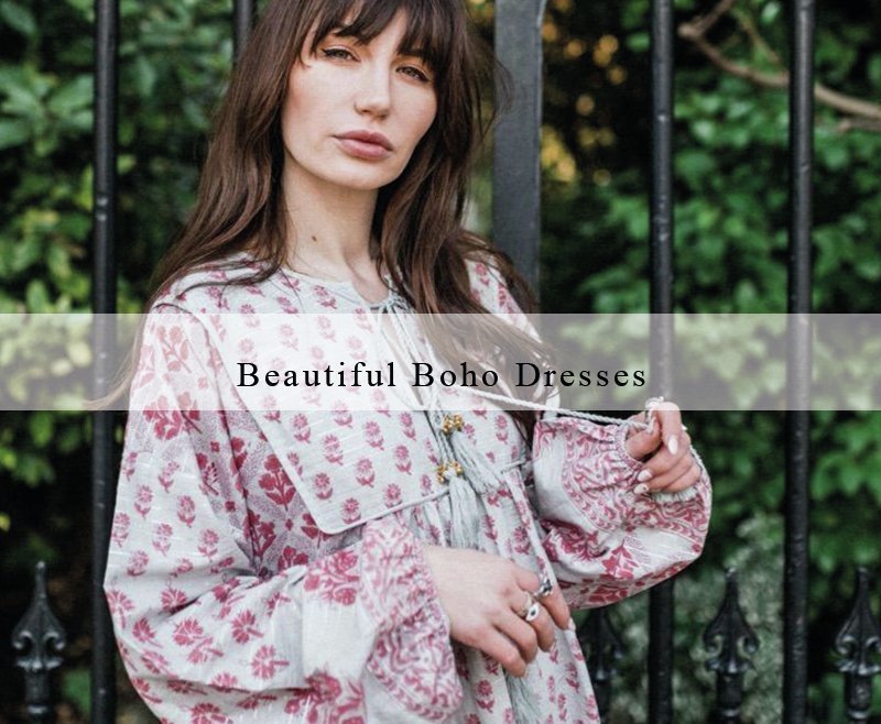 pink printed boho dress